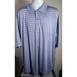Footjoy FJ Men's Golf Polo Short Sleeve Blue/Gray White Stripe XXL See Photos